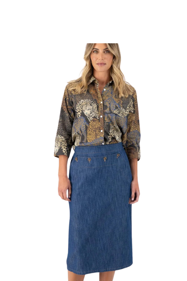 Hepburn Skirt - Wash Denim