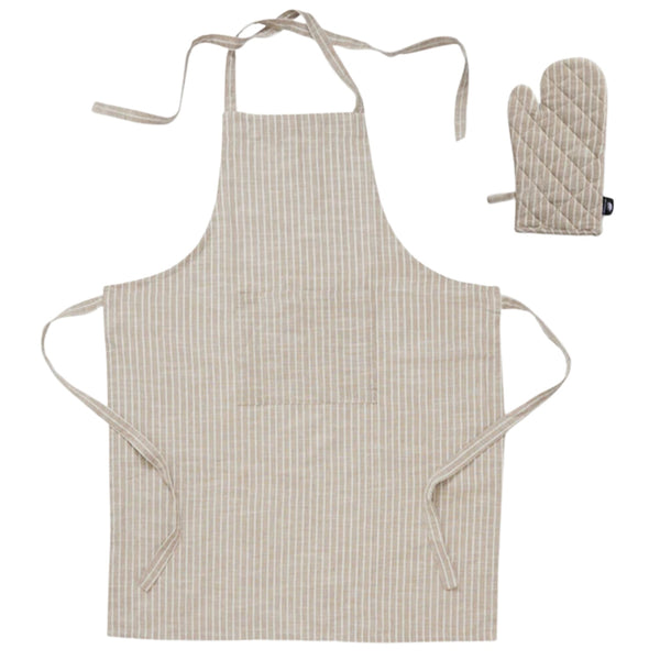 Bowral Neutral Stripe Apron +Glove