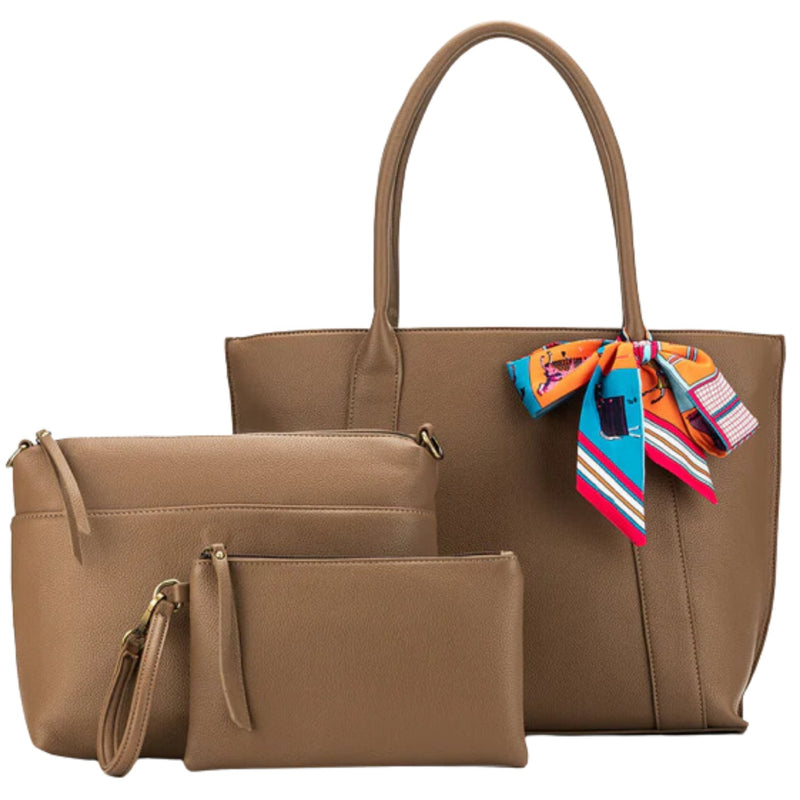 Carolyn Mocha 3 Piece Handbag Set