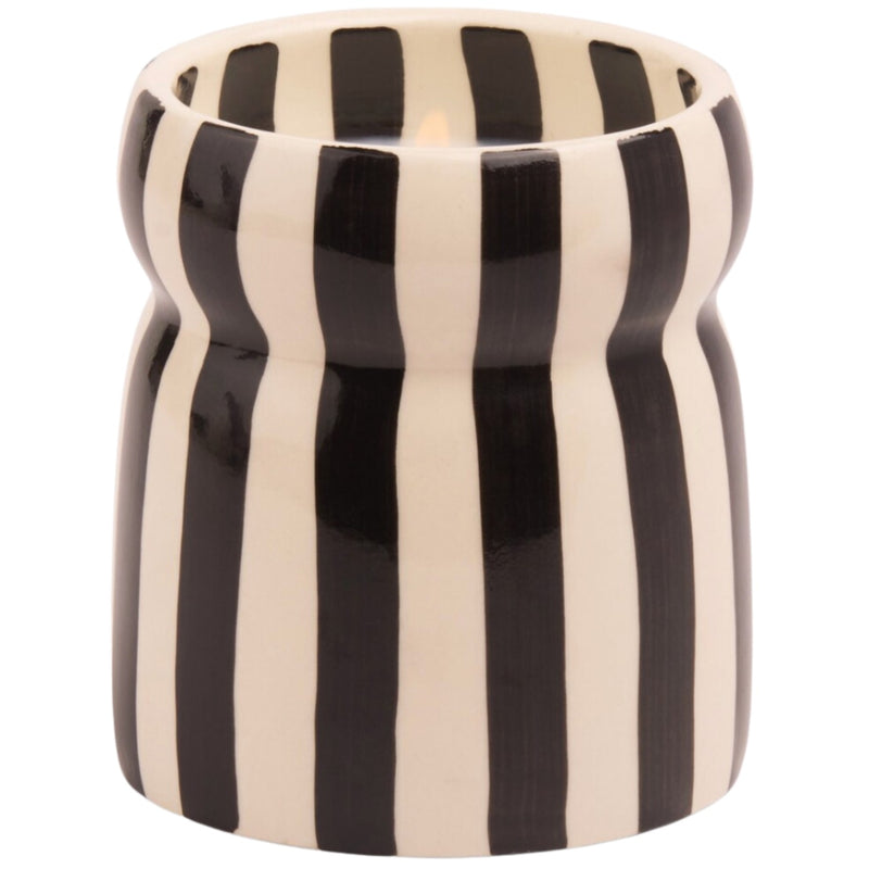 Black Striped Candle - Lava Stone