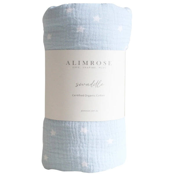 Muslin Swaddle Starry Night - Baby Blue