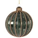 Emerald Glitter Ribbed Bauble