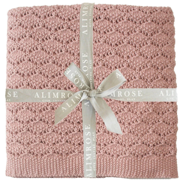 Heritage Knit Baby Blanket - Petal