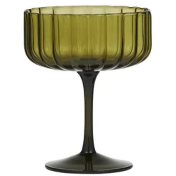 Hazel S/2 Glass Coupe - Olive