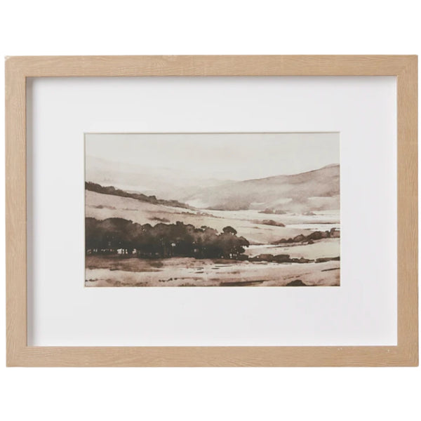 Valley Sepia Framed Artwork 37x28cm