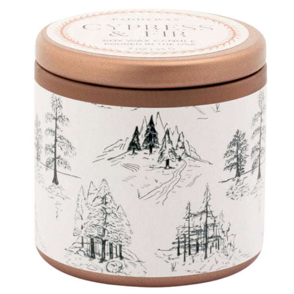 Cypress Fir Tin Candle - White